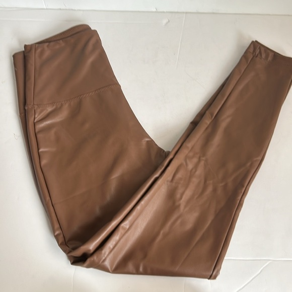 Zenana brown high rise faux leather leggings - Picture 6 of 13